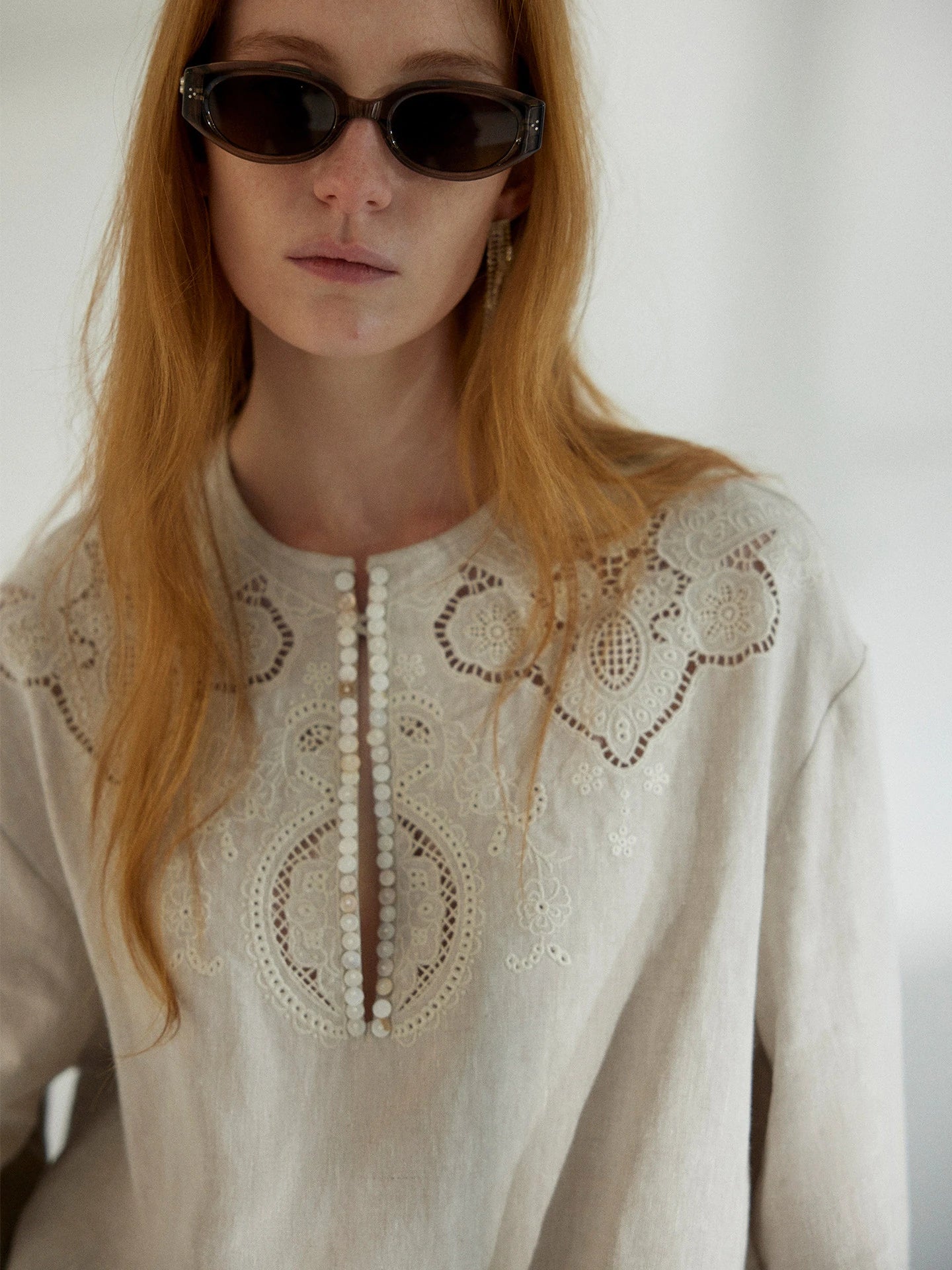 Amara floral cutwork detail