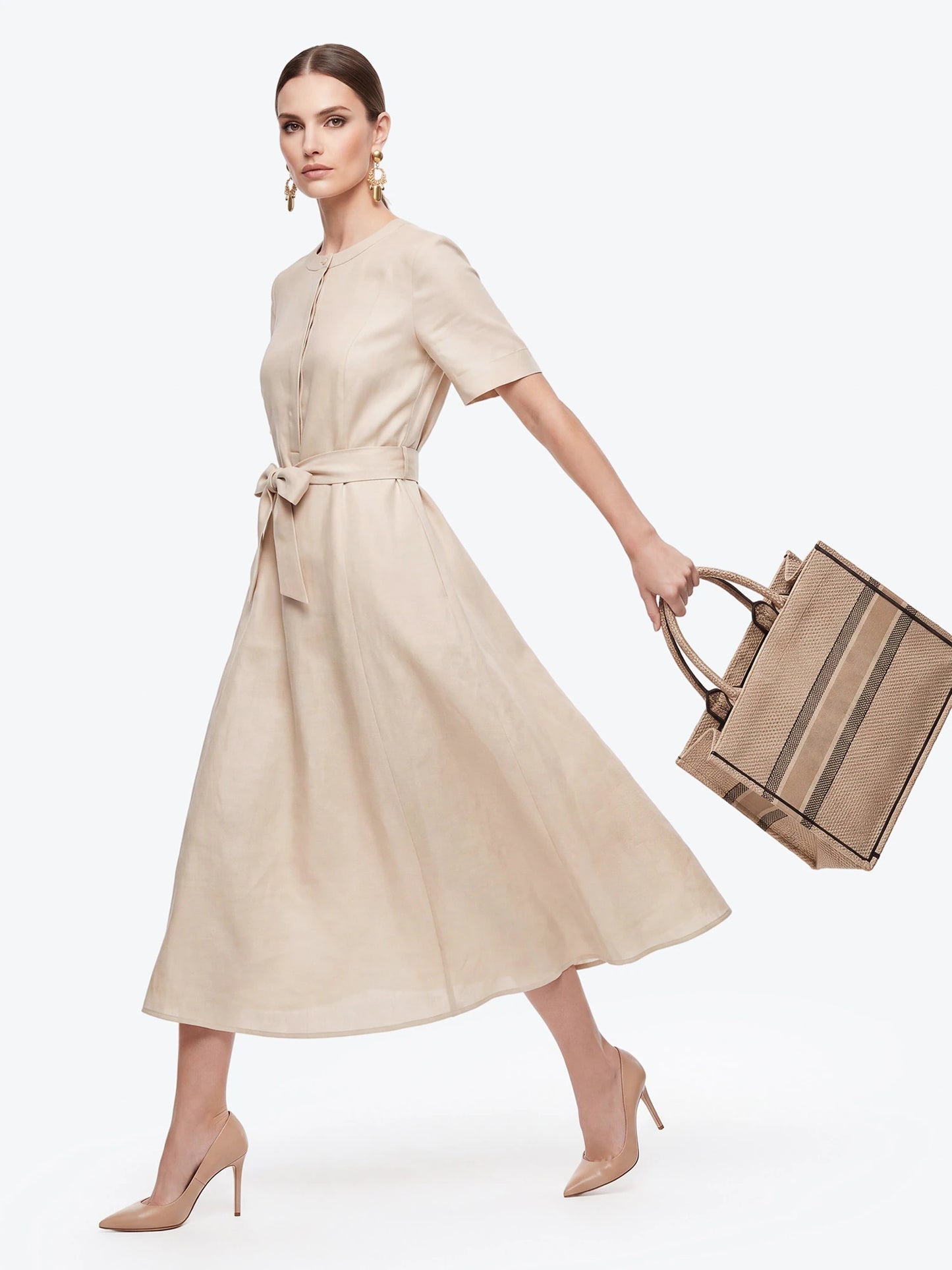 Celeste linen midi dress in motion