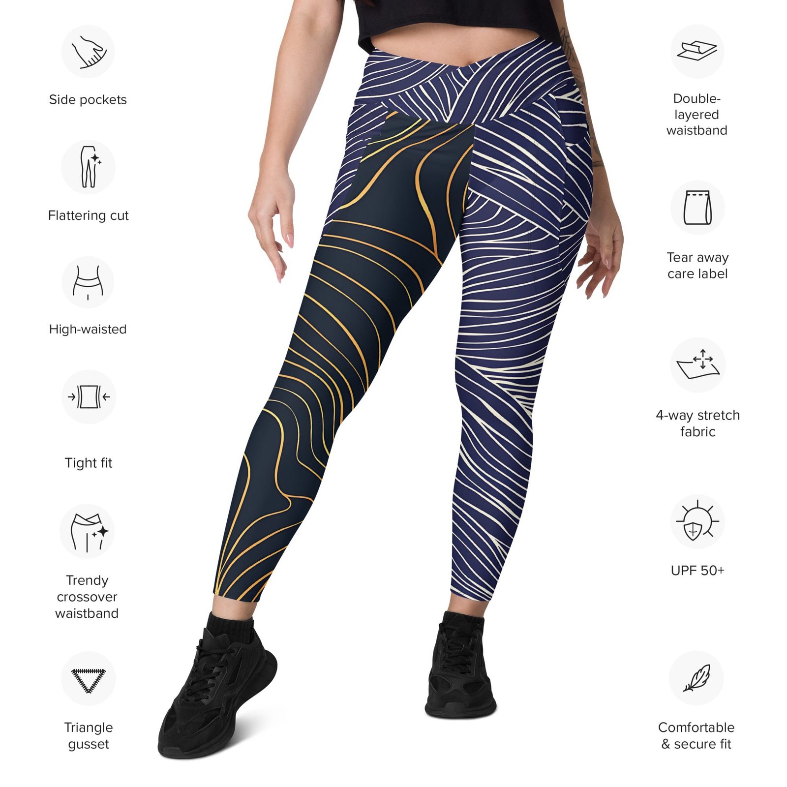crossover leggings with pockets