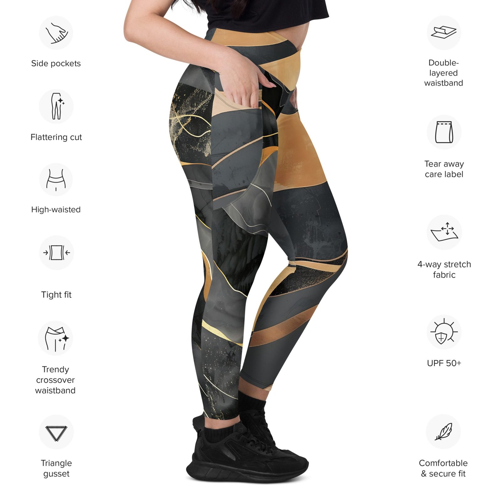 crossover leggings with pockets