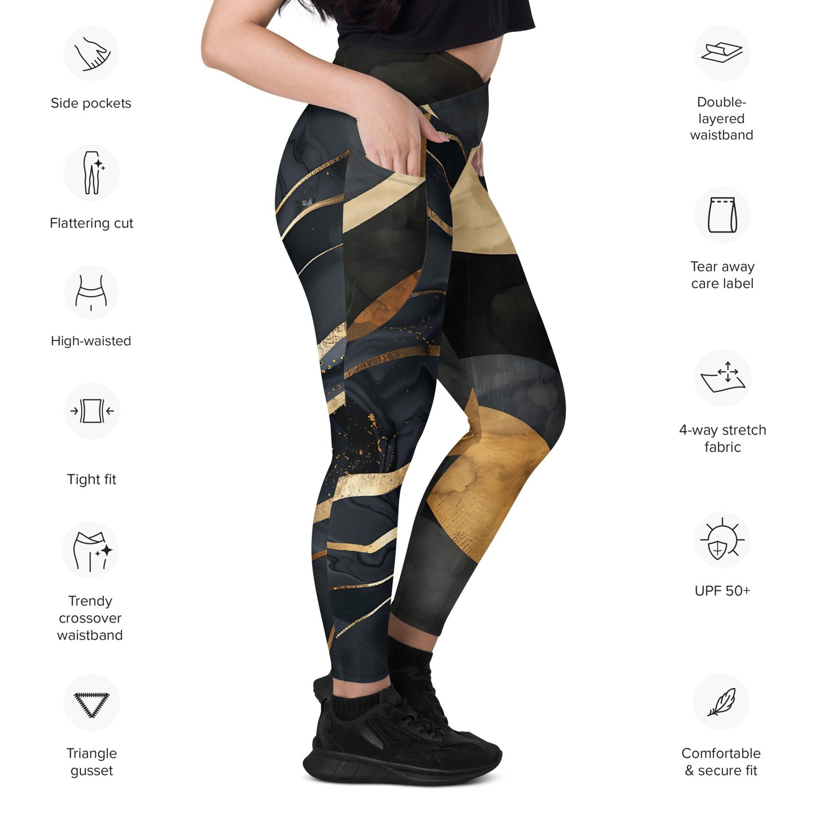 crossover leggings with pockets