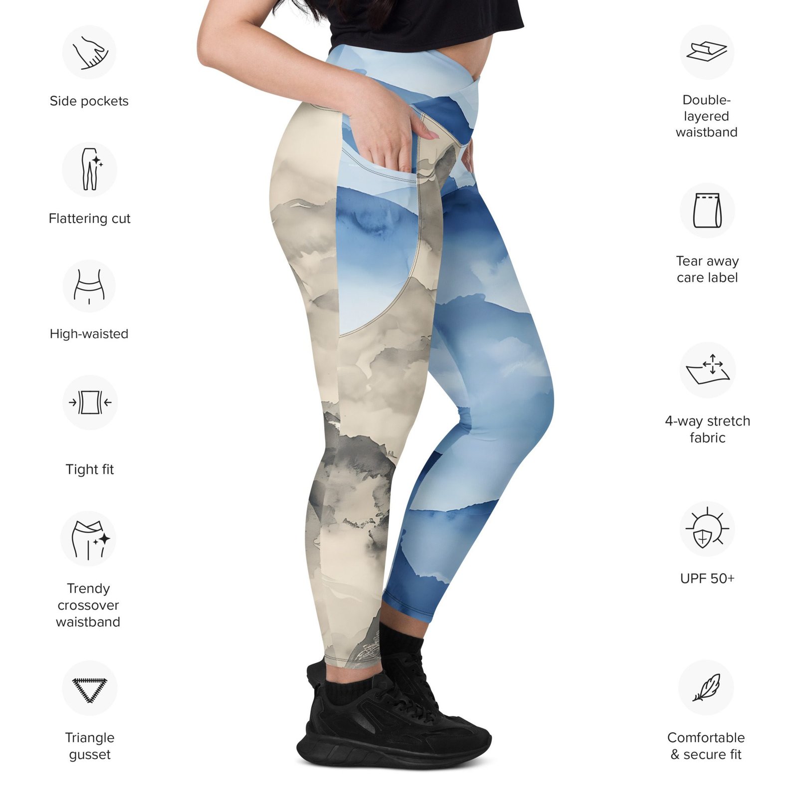 crossover leggings with pockets