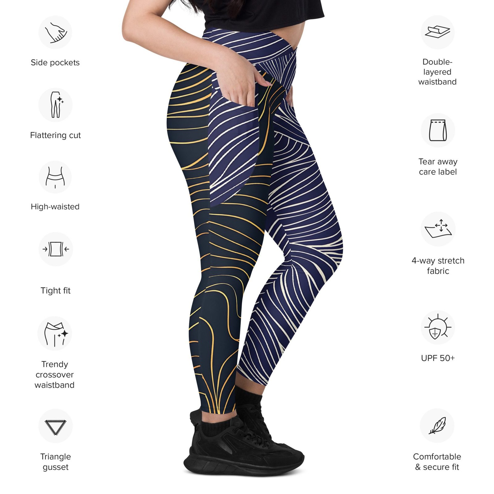 crossover leggings with pockets
