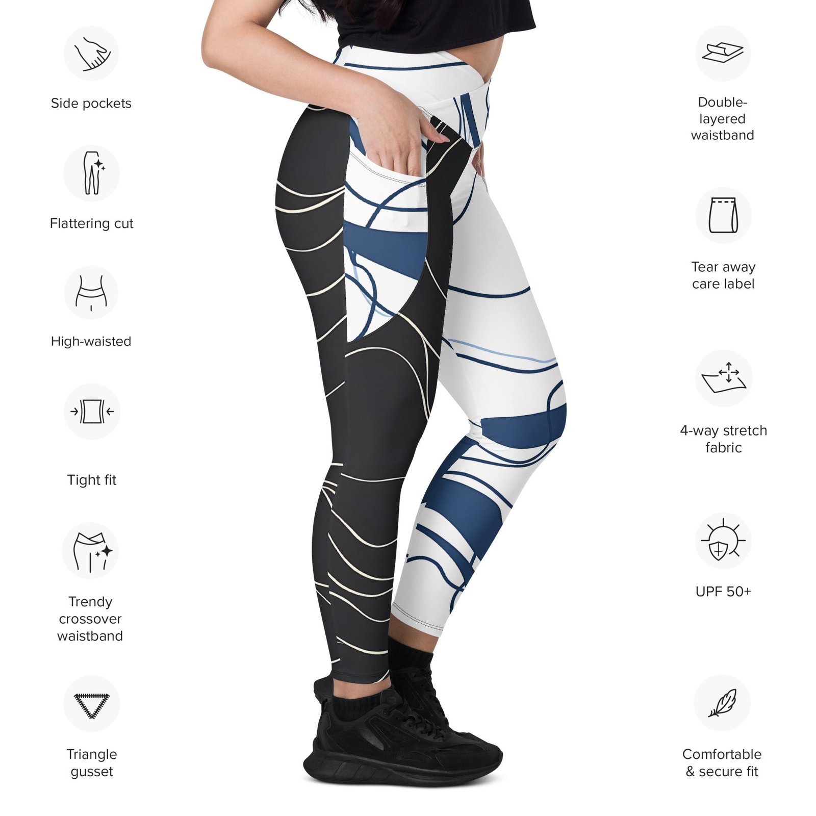 crossover leggings with pockets