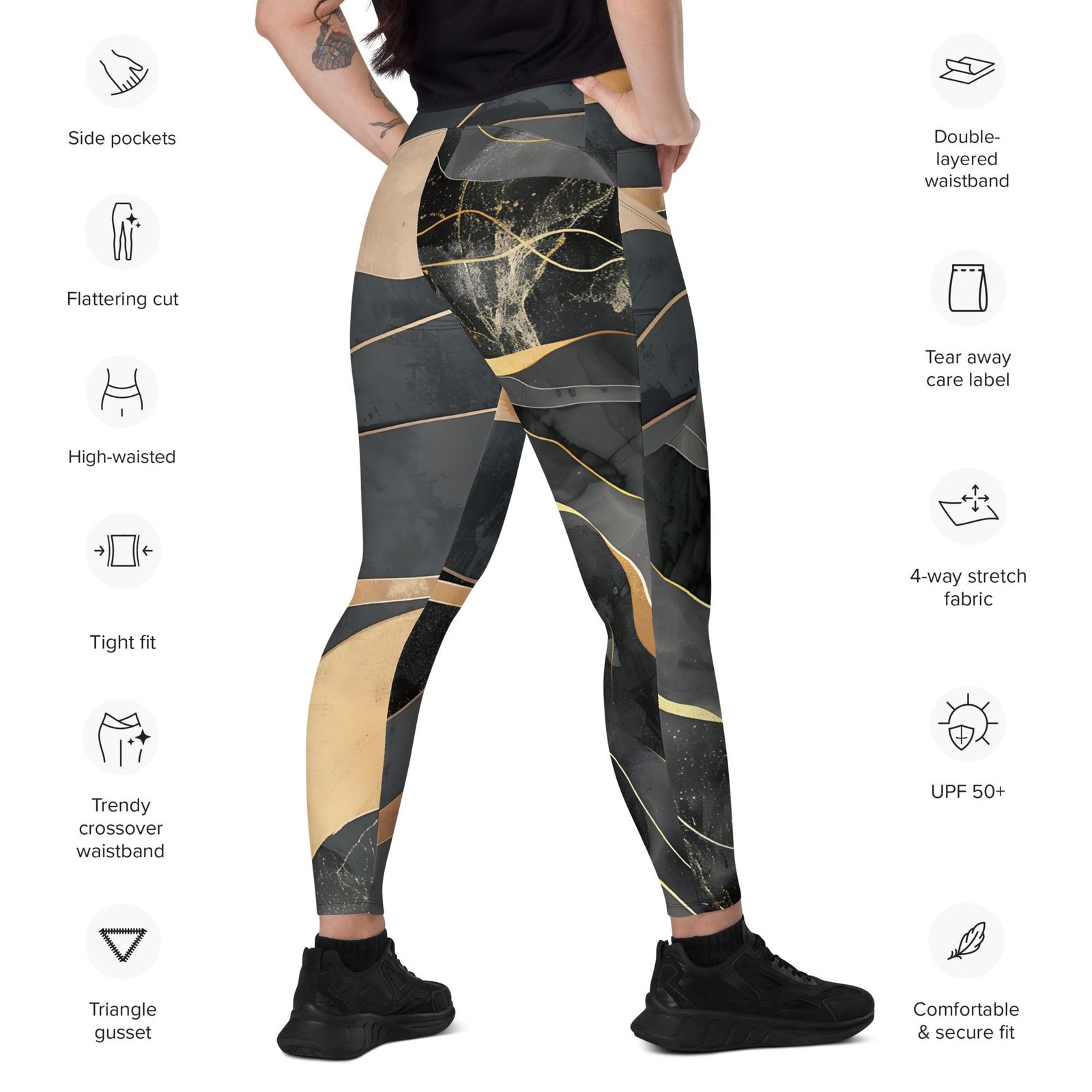 crossover leggings with pockets