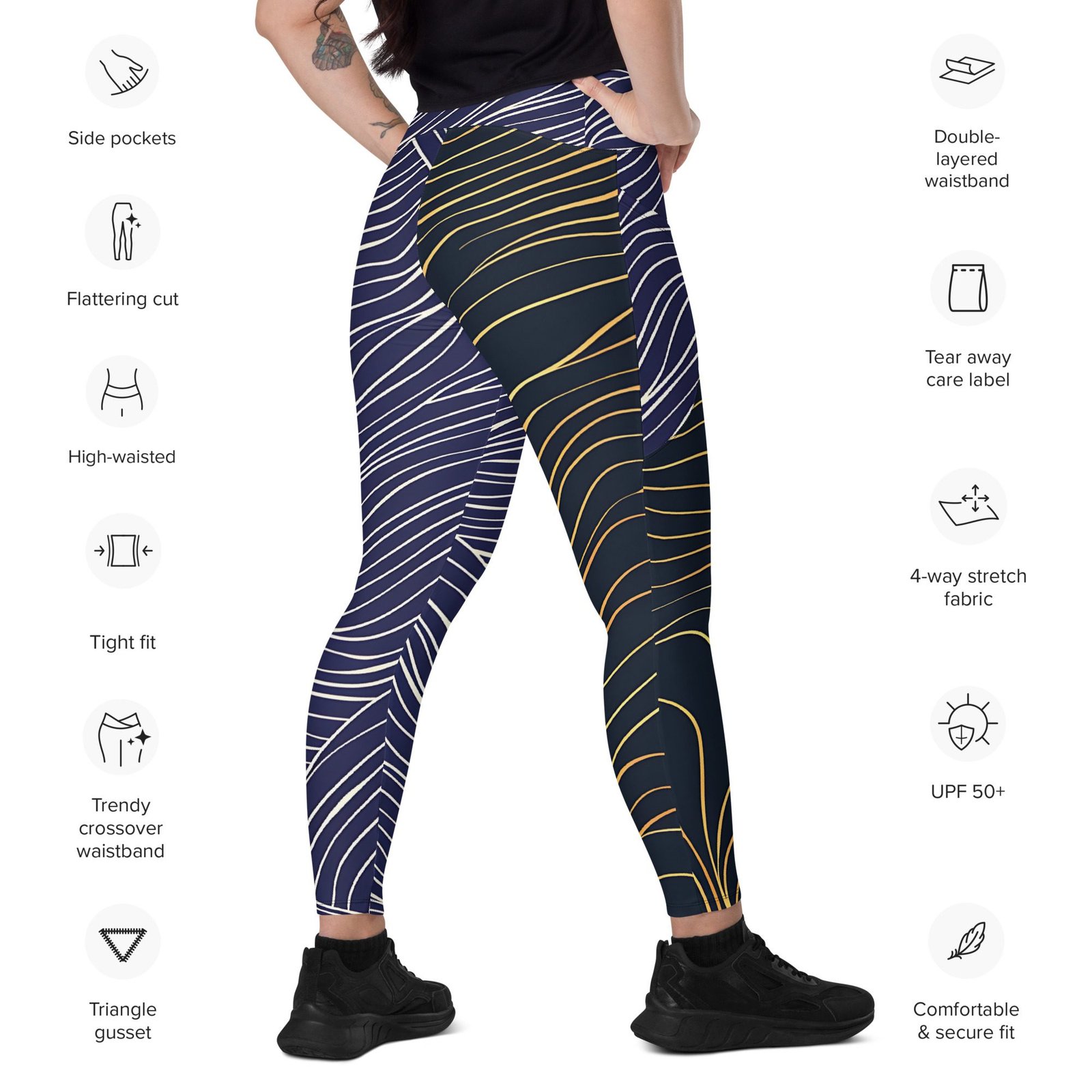 crossover leggings with pockets